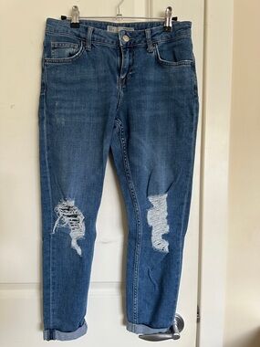 Topshop Distressed Boyfriend Jeans - Blue